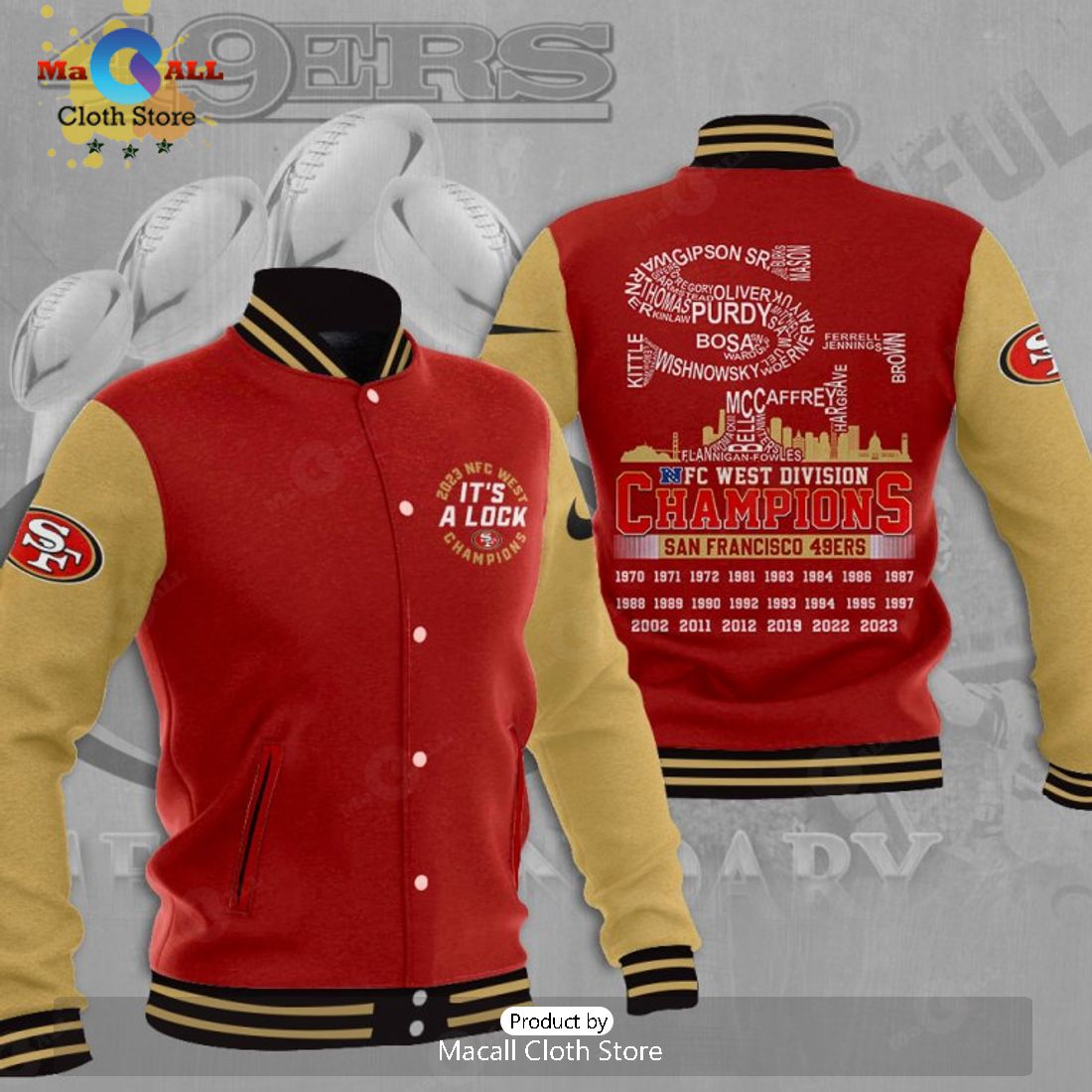 San Francisco 49ers NFC Division Football Champions Red Baseball Jacket, Sport Jacket