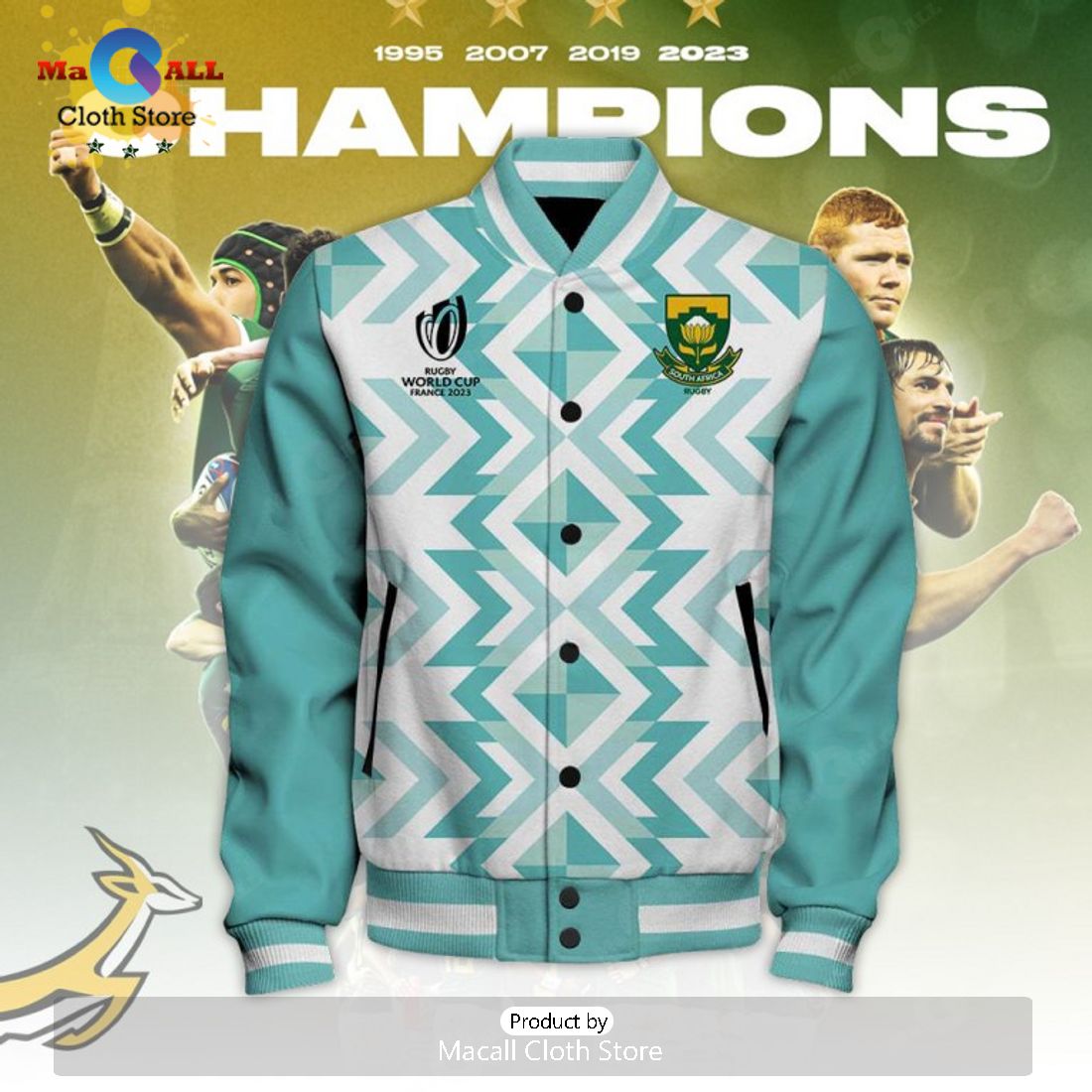 South Africa x Rugby World Cup South Africa Champions White Sport Jacket, Baseball Jacket