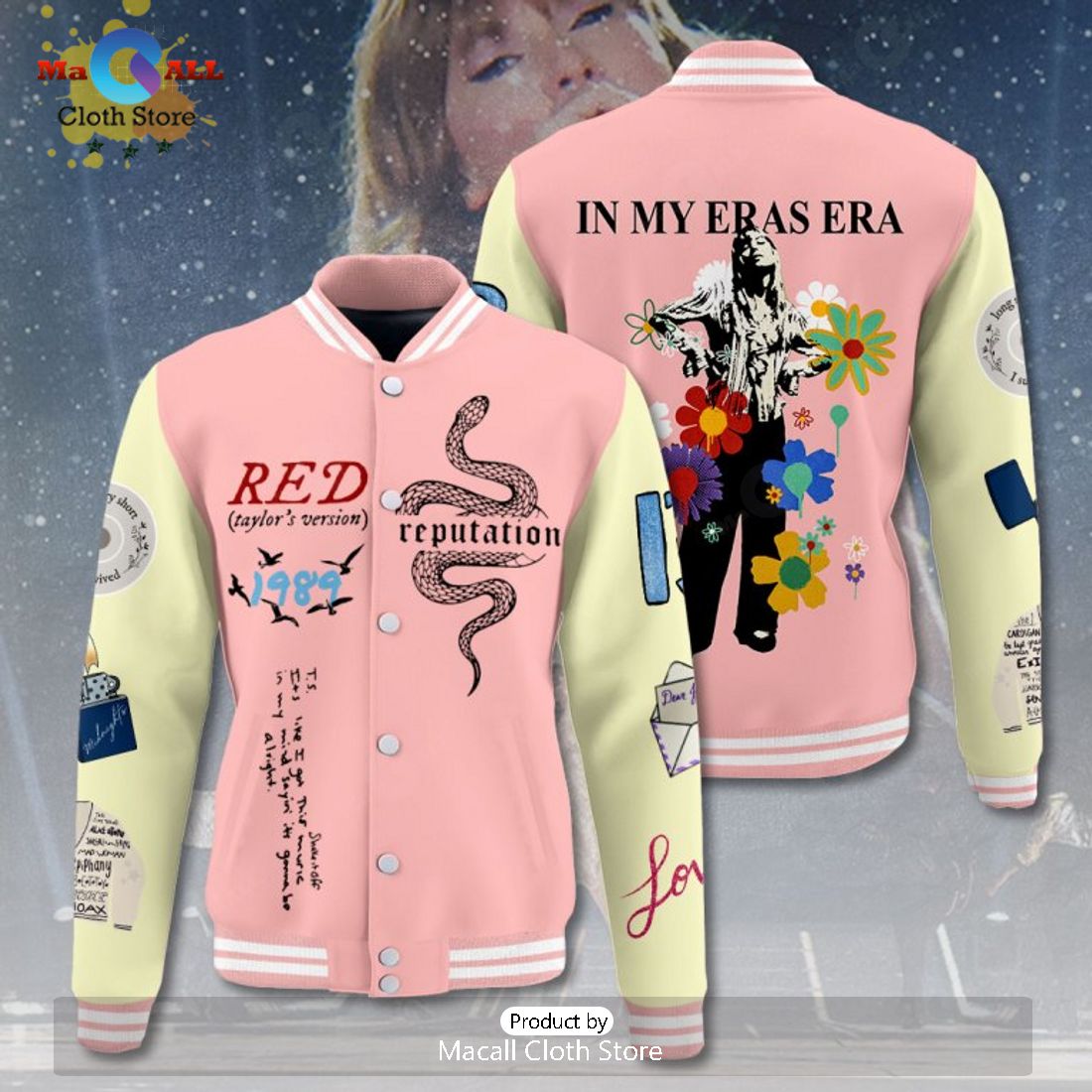 Taylor Swift In My Eras Era Pink Baseball Jacket, Sport Jacket
