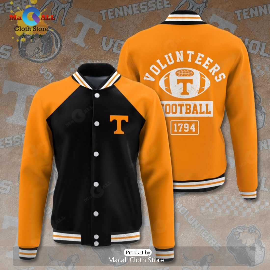 Tennessee Volunteers FC Football 1794 Orange Sport Jacket, Baseball Jacket