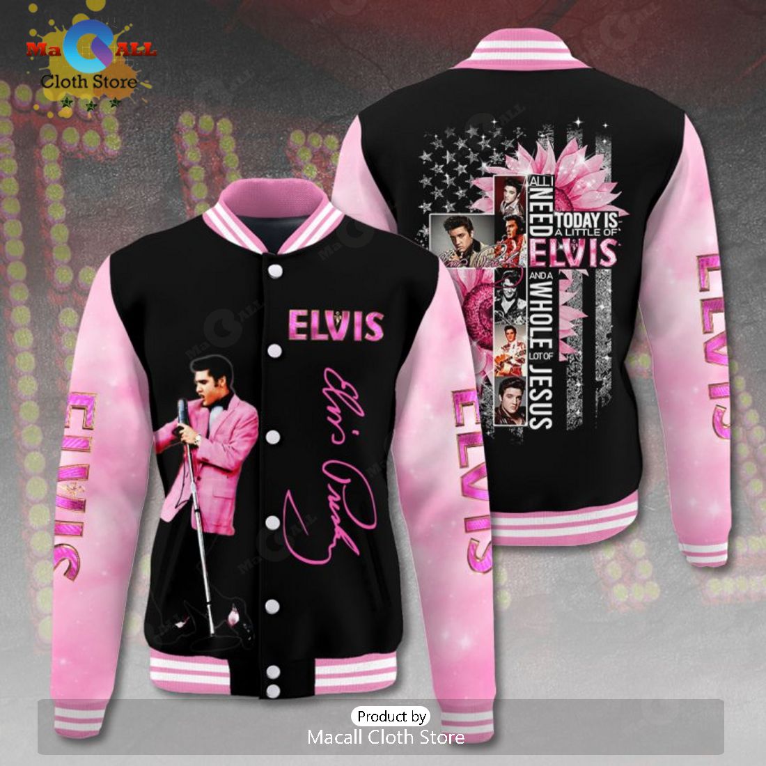 Today Is A Little Of Elvis Presley Signatures Black Baseball Jacket, Sport Jacket