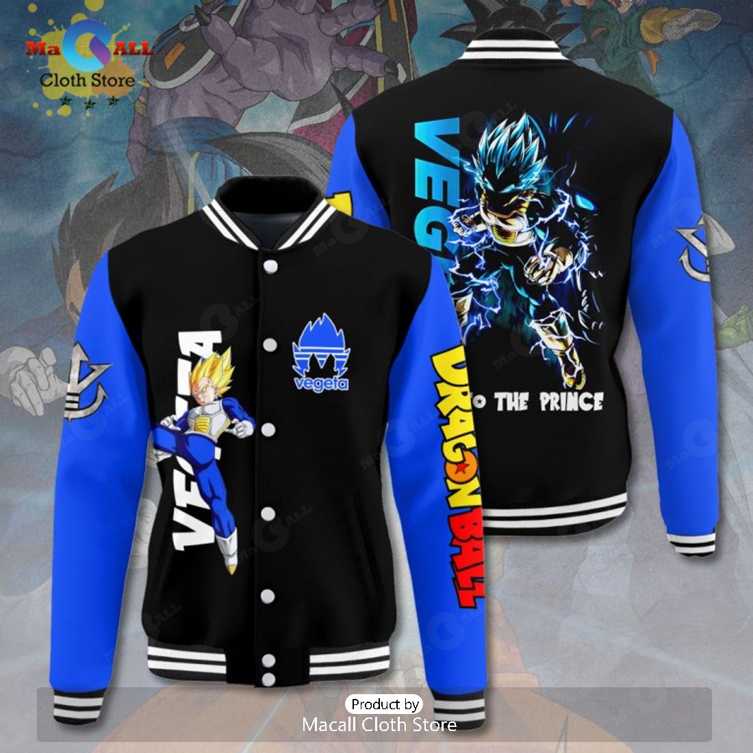 Vegeta Dragon Ball Bow to The Prince Black Baseball Jacket, Sport Jacket