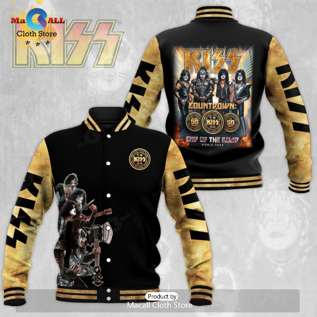 World Tour Kiss Band End Of The Road Special Black Baseball Jacket, Sport Jacket