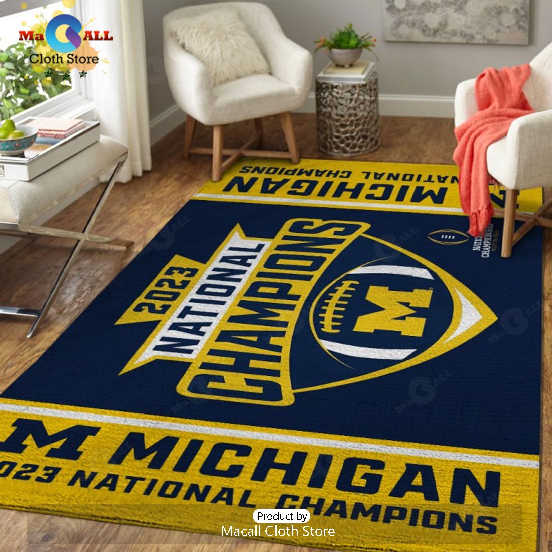 2023 Michigan Wolverines Football Champions Rectangular Rug Limited Edition