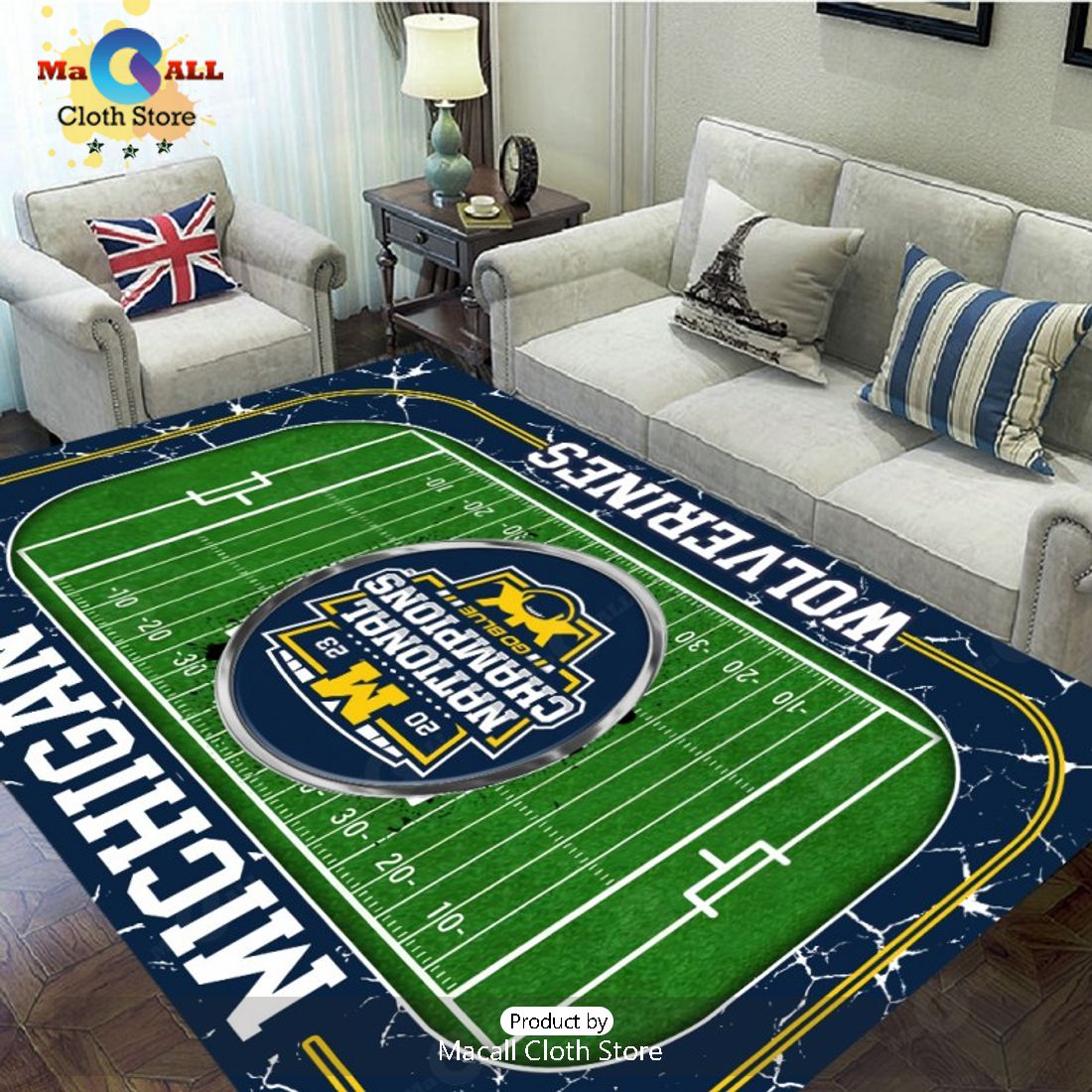 2023 Michigan Wolverines National Champions Go Blue Green Rectangular Rug