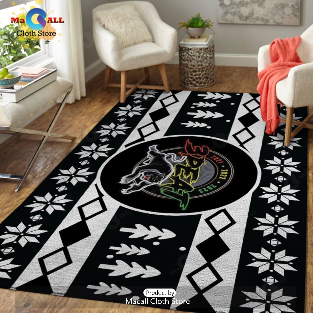 3Peat Penrith Panthers NRL Black Rectangular Rug Special Edition