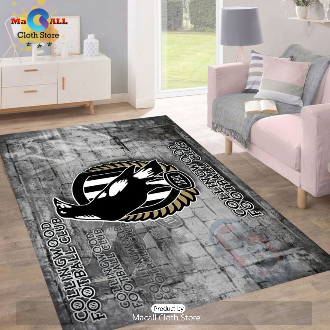 Collingwood FC Wall Design Rectangular Rug Limited Edition
