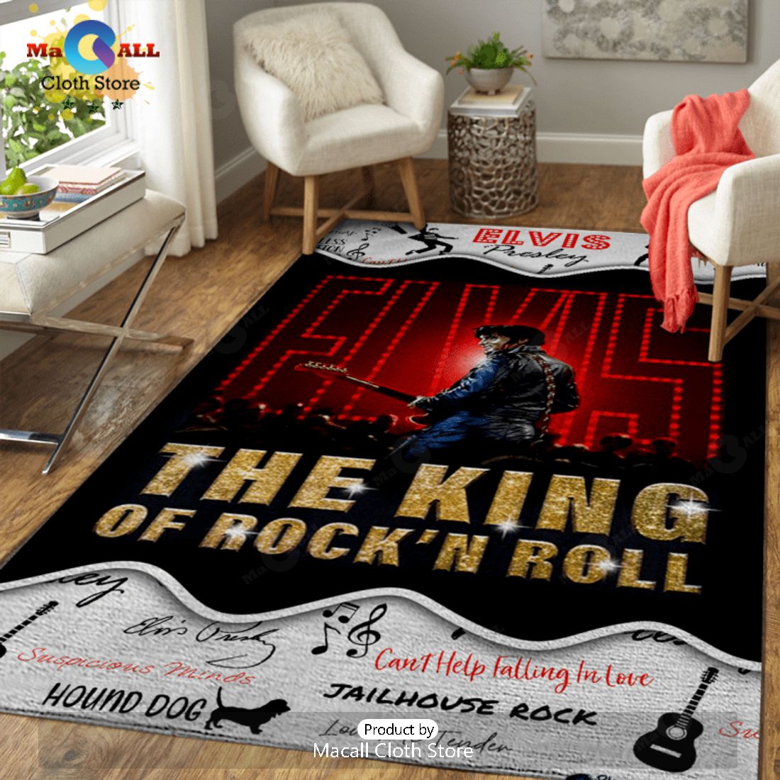 Elvis Presley The King Of Rock’n Roll Signatures Rectangular Rug Limited Edition