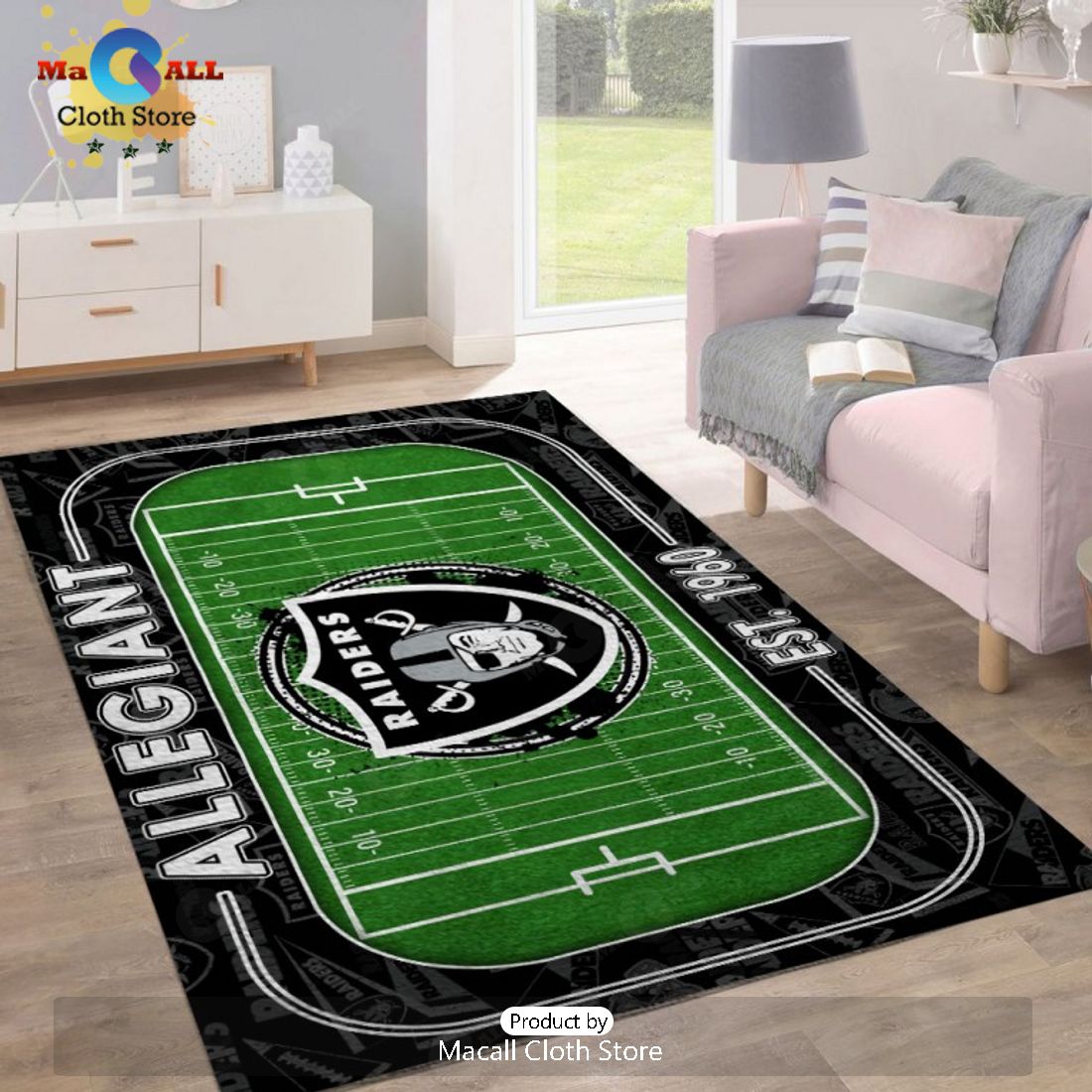 Las Vegas Raiders NFL Special Logo Design Rectangular Rug Limited Edition