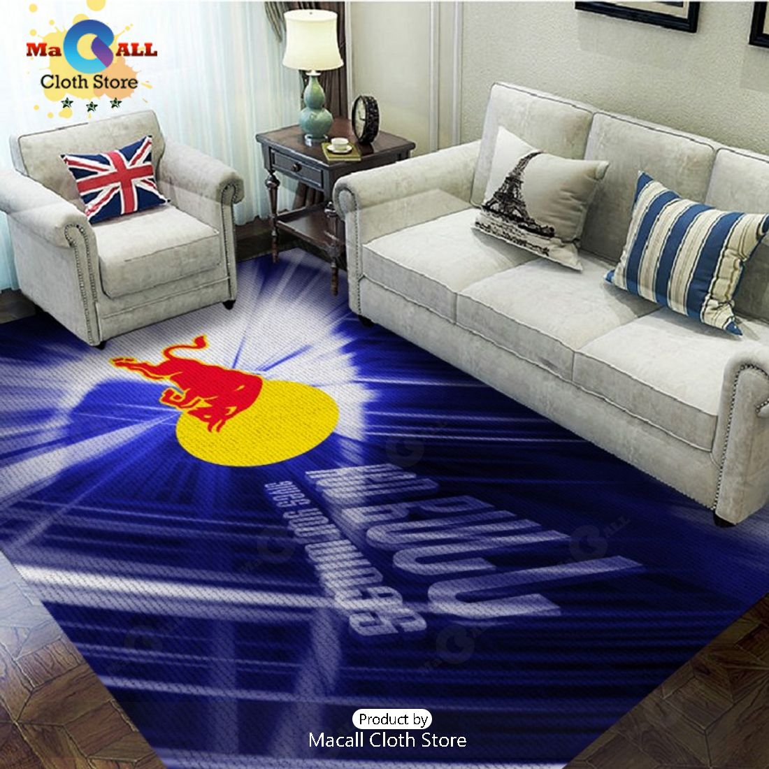 Limited Edition Red Bull Racing F1 Luxury Logo Design Rectangular Rug