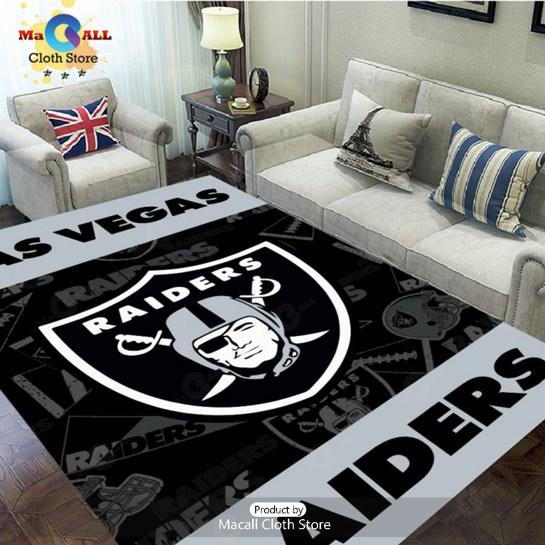 NFL Las Vegas Raiders Special Team Logo Grey Rectangular Rug Limited