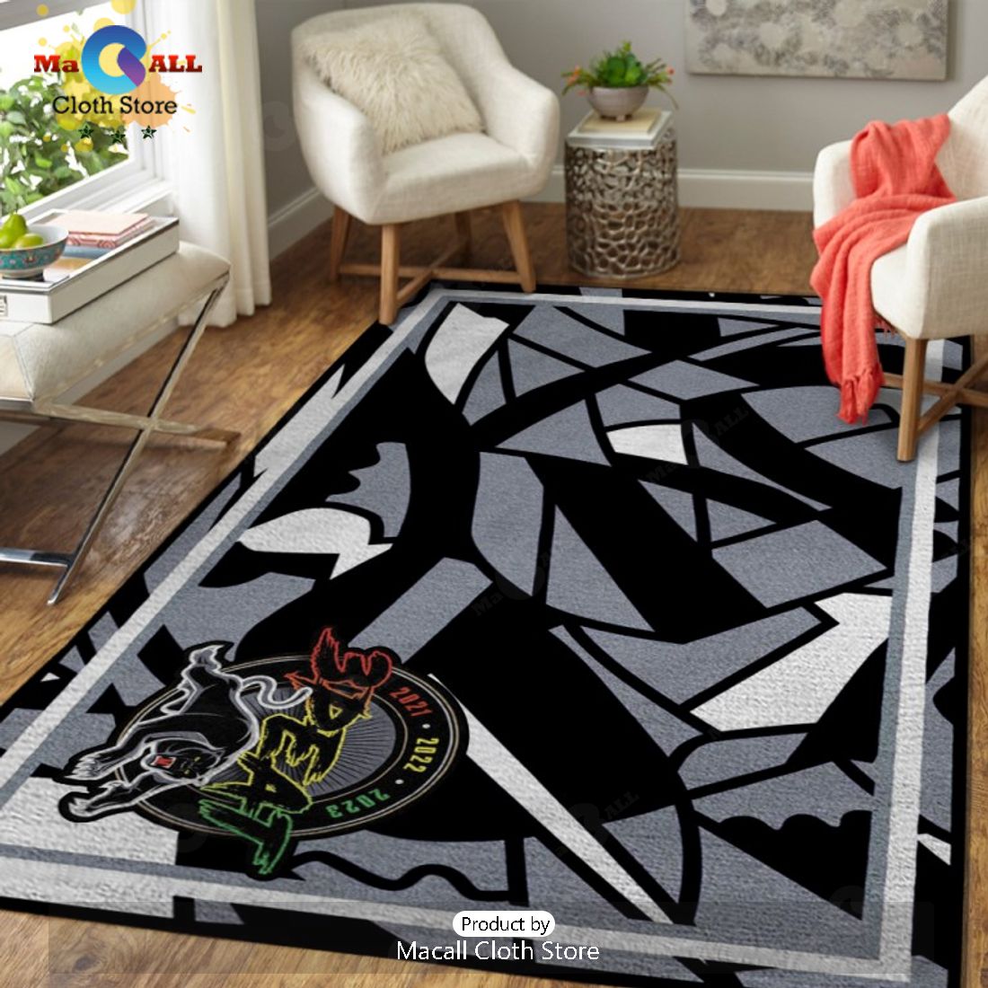 NRL 3Peat Penrith Panthers Black Rectangular Rug Limited Edition ...