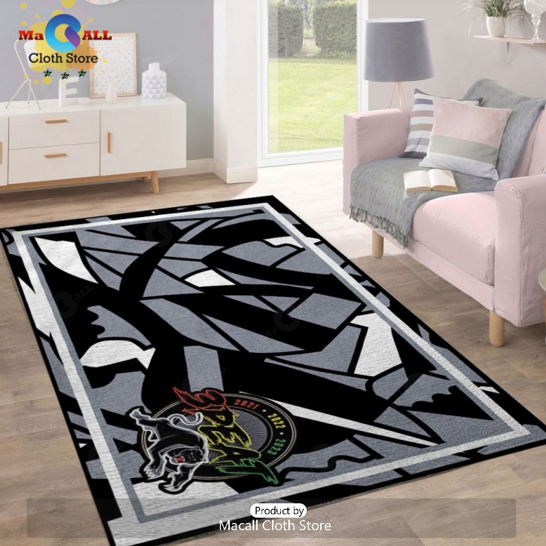 NRL 3Peat Penrith Panthers Black Rectangular Rug Limited Edition ...