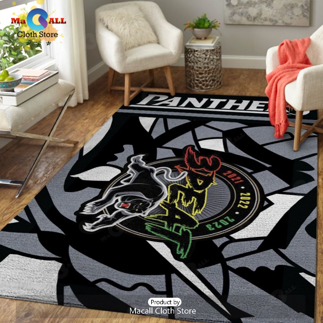 NRL Penrith Panthers 3Peat Black Rectangular Rug Limited Edition ...