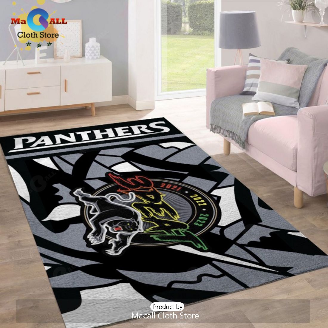 NRL Penrith Panthers 3Peat Black Rectangular Rug Limited Edition ...