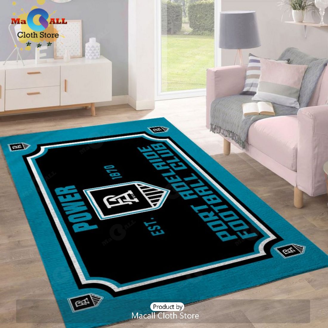 Power Port Adelaide Footbal Club Blue Rectangular Rug Limited Edition