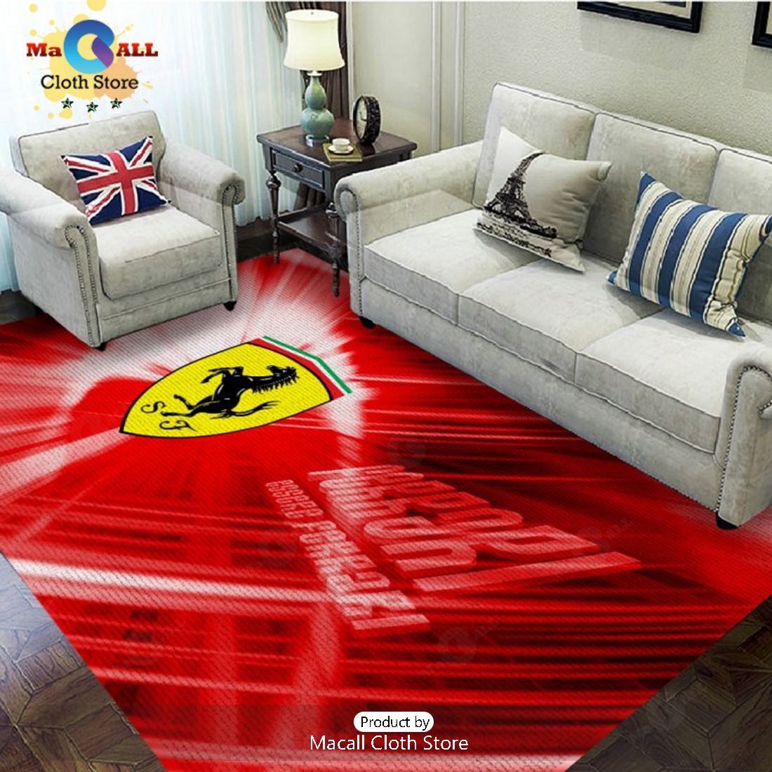 Scuderia Ferrari Luxury Logo Design Rectangular Rug Limited Edition