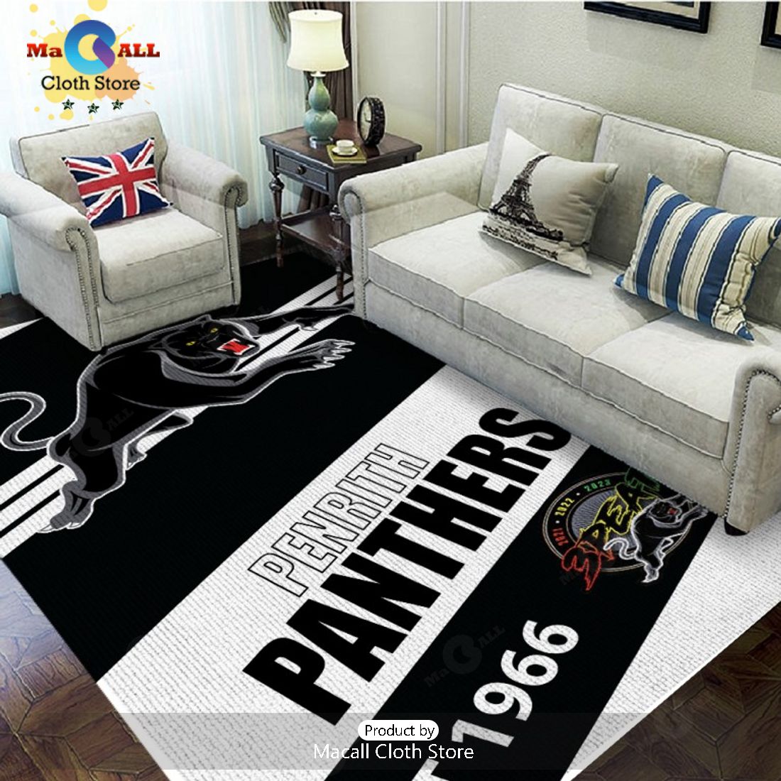 Special Edition NRL Penrith Panthers 3Peat Black Rectangular Rug