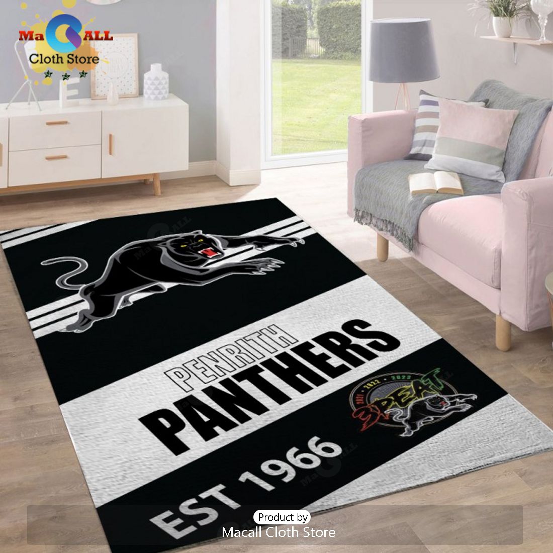 Special Edition NRL Penrith Panthers 3Peat Black Rectangular Rug