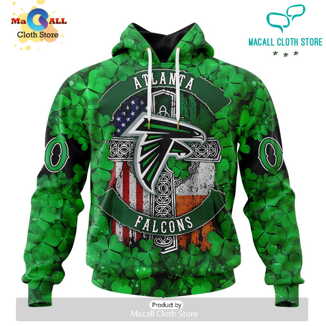 Custom NFL Atlanta Falcons Special Design For St. Patrick's Day Hoodie 3D Custom NFL Atlanta Falcons Special Design For St. Patrick's Day Hoodie 3D