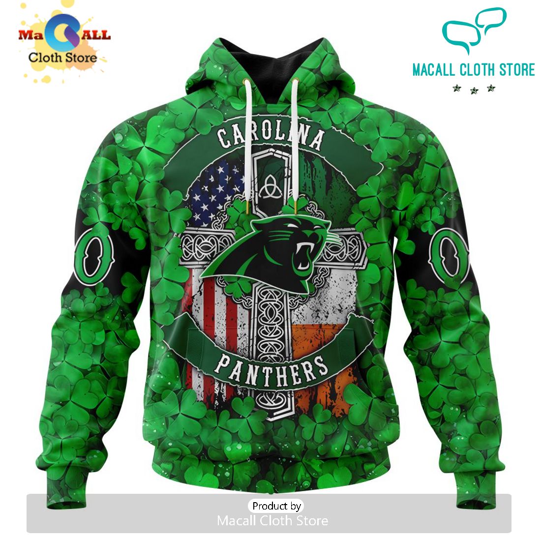 Custom NFL Carolina Panthers Special Design For St. Patrick’s Day Hoodie 3D