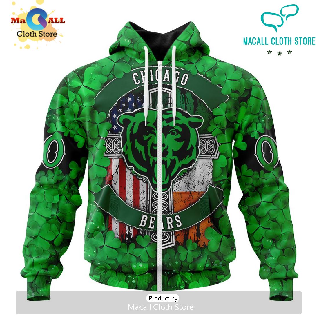 Custom NFL Chicago Bears Special Design For St. Patrick’s Day Hoodie 3D