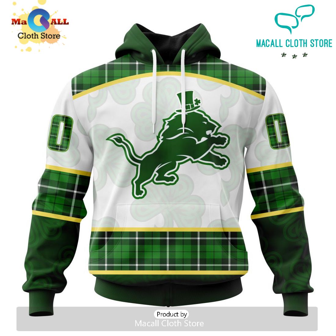 Custom NFL Detroit Lions For St. Patrick Day Special Design Hoodie 3D