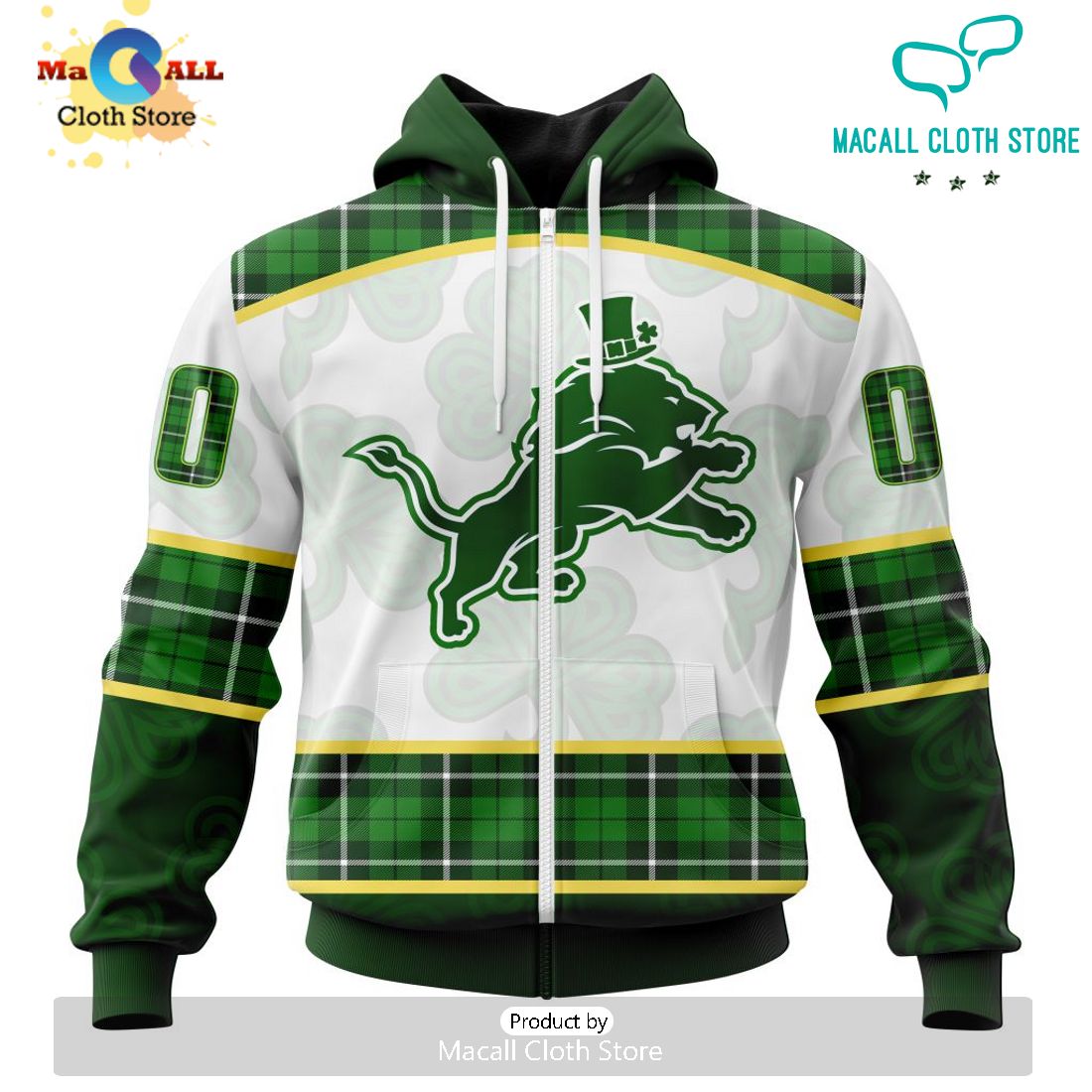 Custom NFL Detroit Lions For St. Patrick Day Special Design Hoodie 3D