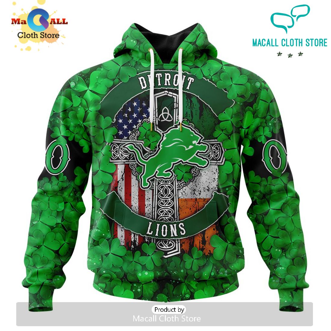 Custom NFL Detroit Lions Special Design For St. Patrick’s Day Hoodie 3D