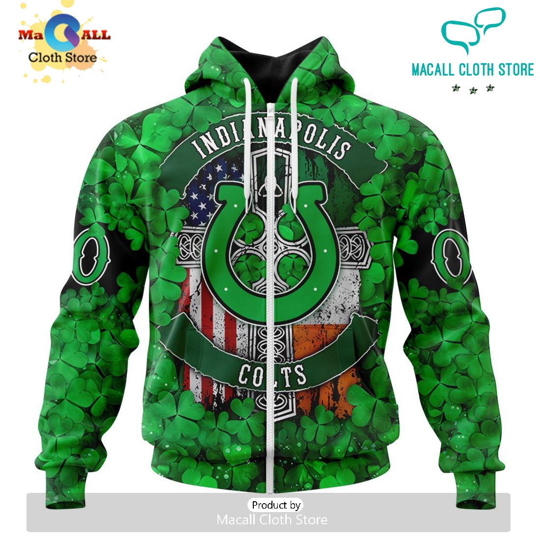 Custom NFL Indianapolis Colts Special Design For St. Patrick’s Day Hoodie 3D
