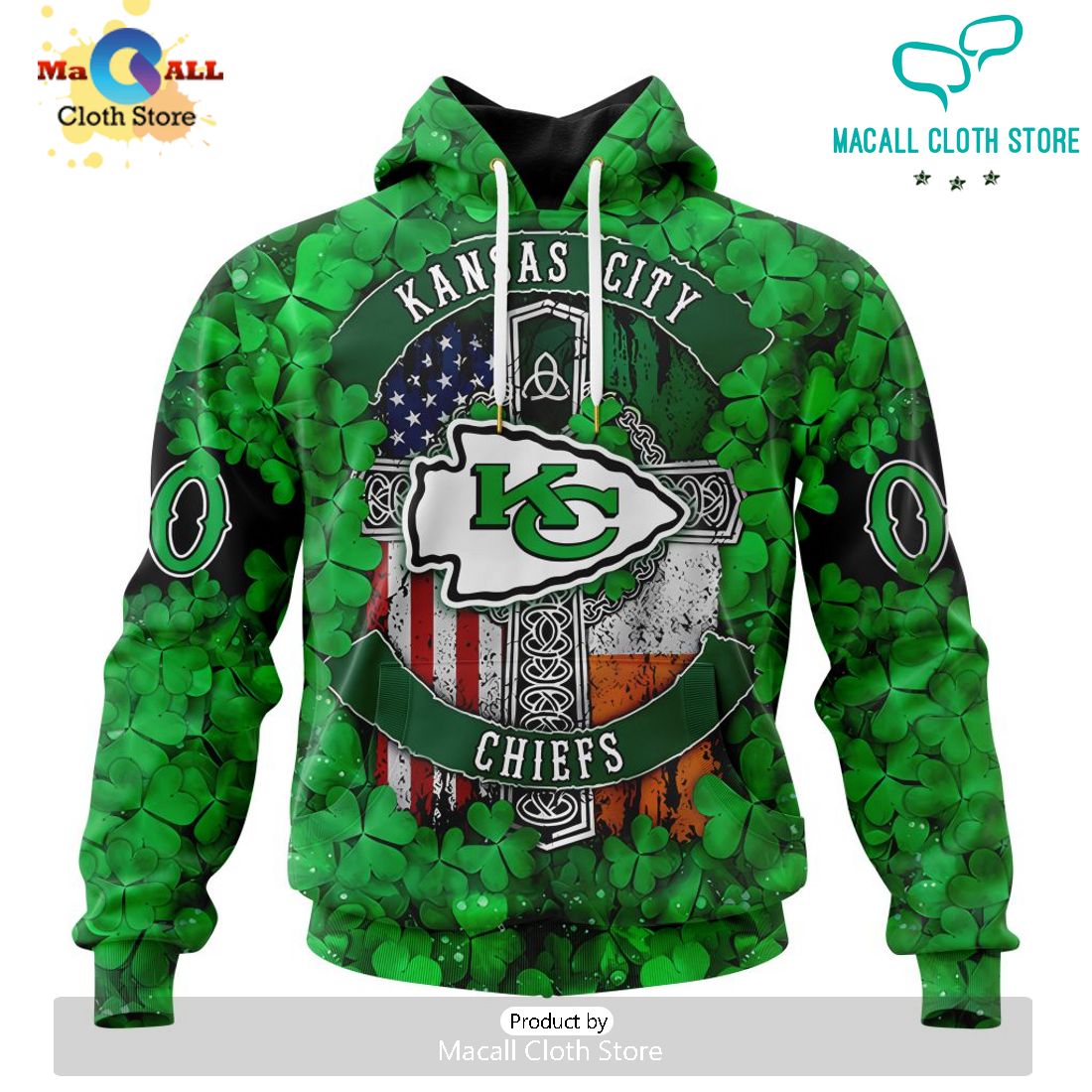 Custom NFL Kansas City Chiefs Special Design For St. Patrick’s Day Hoodie 3D