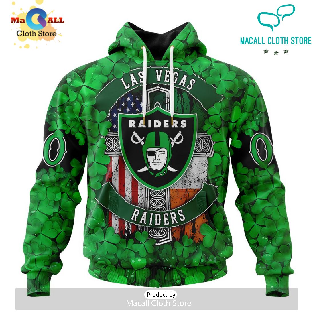 Custom NFL Las Vegas Raiders Special Design For St. Patrick’s Day Hoodie 3D