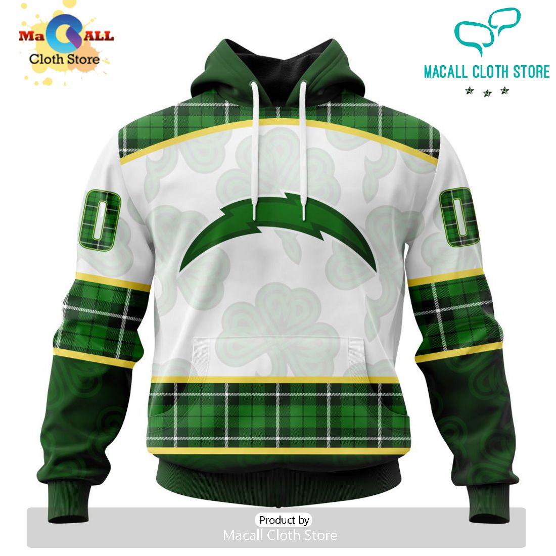 Custom NFL Los Angeles Chargers For St. Patrick Day Special Design Hoodie 3D