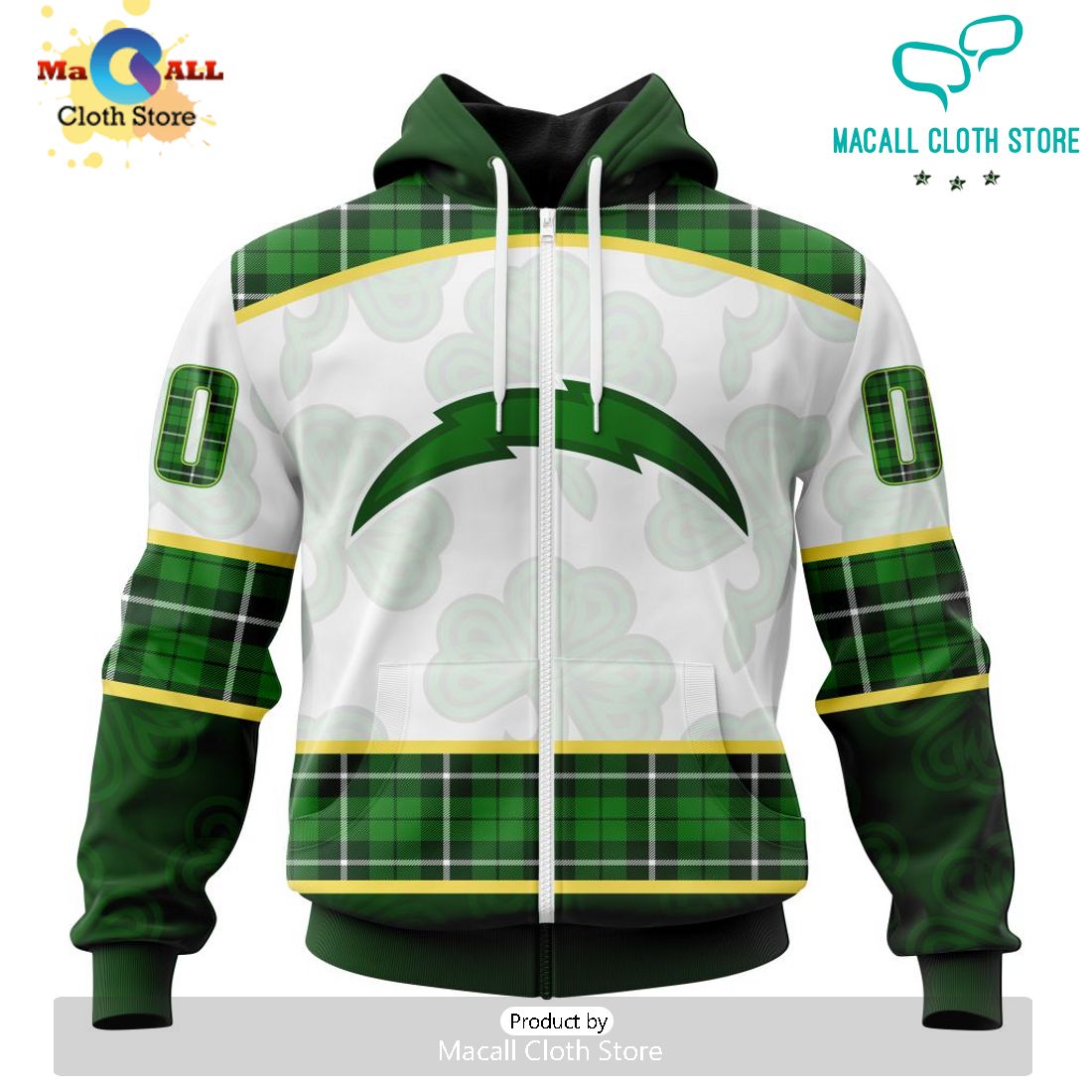 Custom NFL Los Angeles Chargers For St. Patrick Day Special Design Hoodie 3D