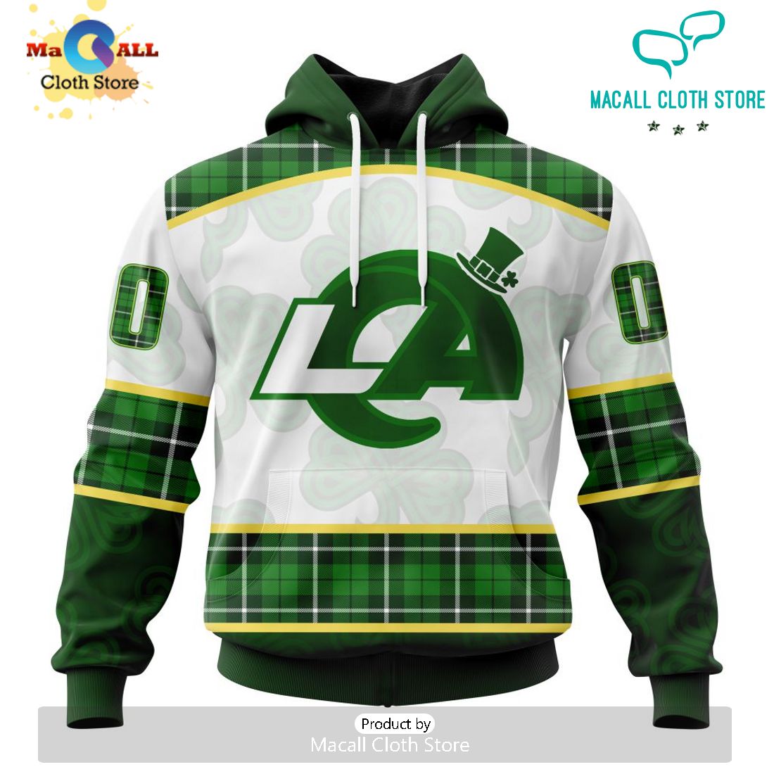 Custom NFL Los Angeles Rams For St. Patrick Day Special Design Hoodie 3D Custom NFL Los Angeles Rams For St. Patrick Day Special Design Hoodie 3D