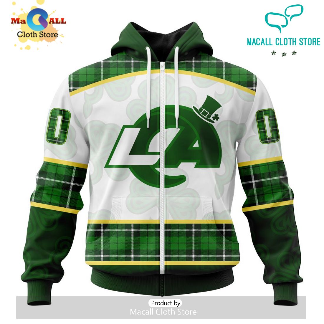 Custom NFL Los Angeles Rams For St. Patrick Day Special Design Hoodie 3D
