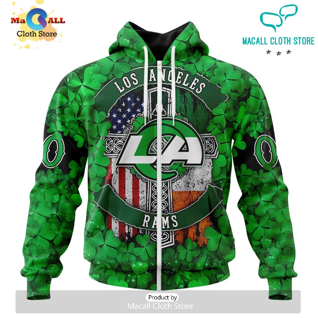 Custom NFL Los Angeles Rams Special Design For St. Patrick’s Day Hoodie 3D
