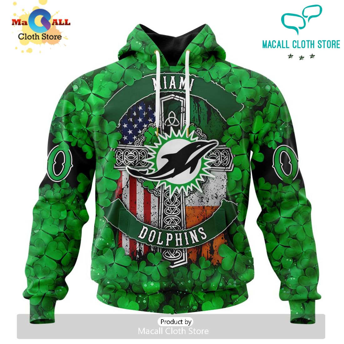 Custom NFL Miami Dolphins Special Design For St. Patrick's Day Hoodie 3D Custom NFL Miami Dolphins Special Design For St. Patrick's Day Hoodie 3D