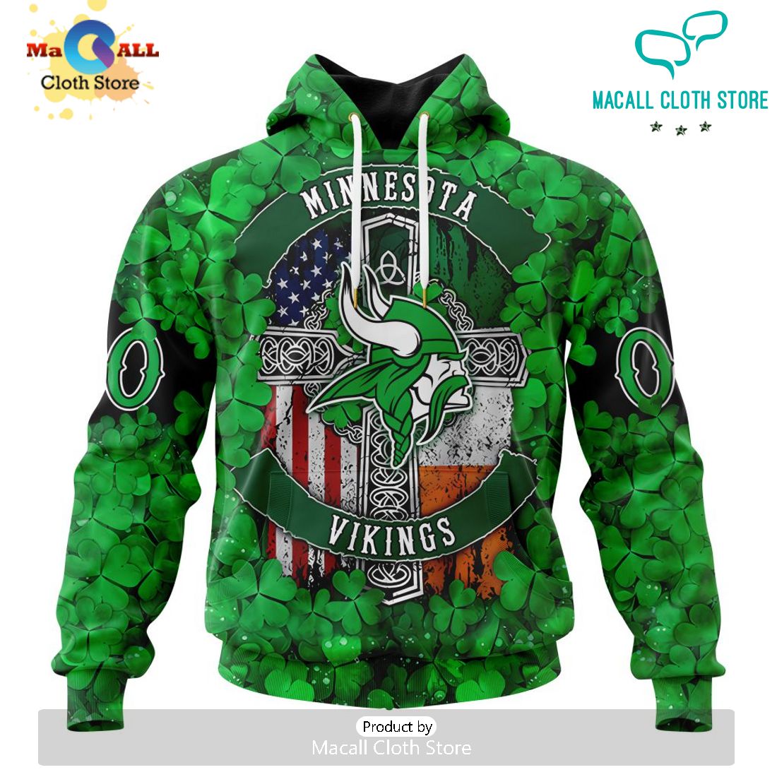 Custom NFL Minnesota Vikings Special Design For St. Patrick’s Day Hoodie 3D