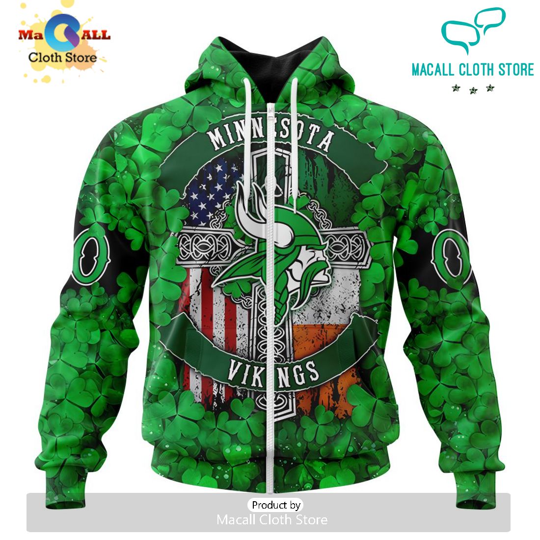 Custom NFL Minnesota Vikings Special Design For St. Patrick’s Day Hoodie 3D