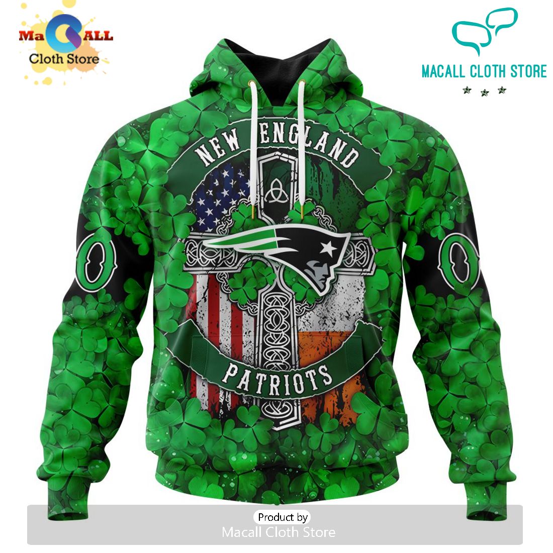 Custom NFL New England Patriots Special Design For St. Patrick’s Day Hoodie 3D