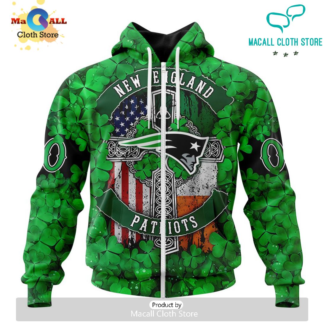 Custom NFL New England Patriots Special Design For St. Patrick’s Day Hoodie 3D