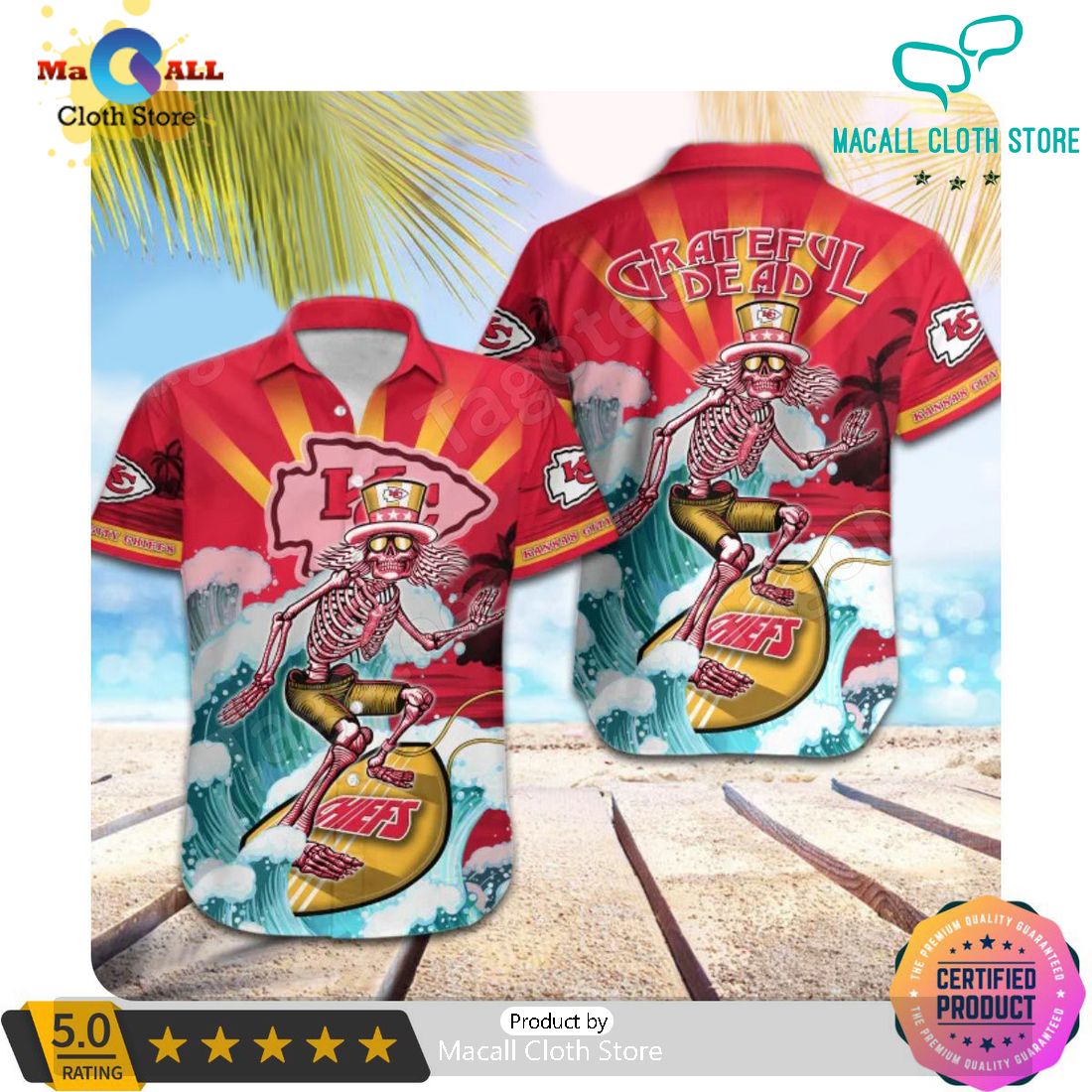 NFL Kansas City Chiefs Grateful Dead Aloha Casual Hawaiian Shirt Limited Edition