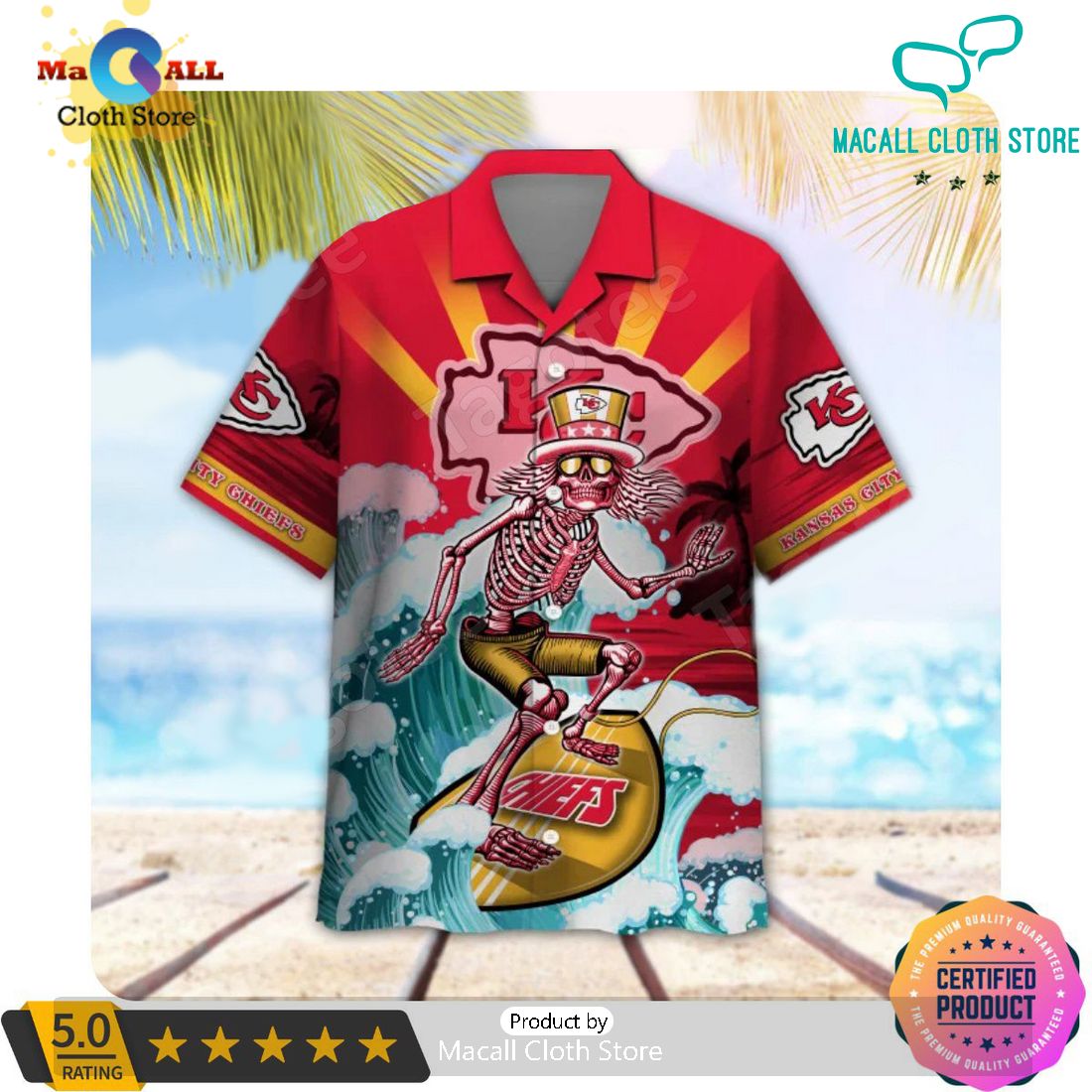 NFL Kansas City Chiefs Grateful Dead Aloha Casual Hawaiian Shirt Limited Edition