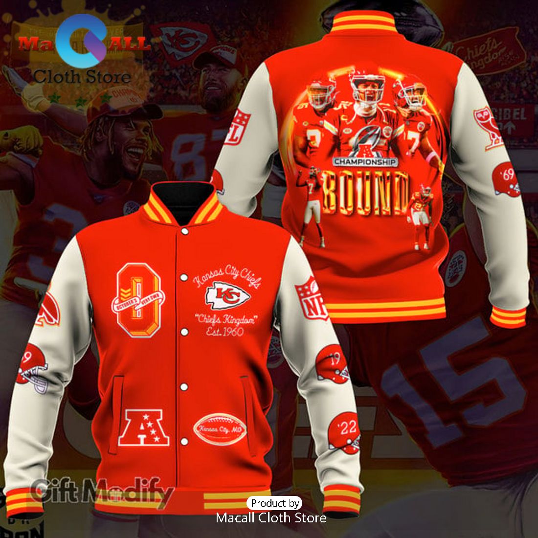 2023 Kansas City Chiefs Super Bowl Championships Red Bound Baseball Jacket