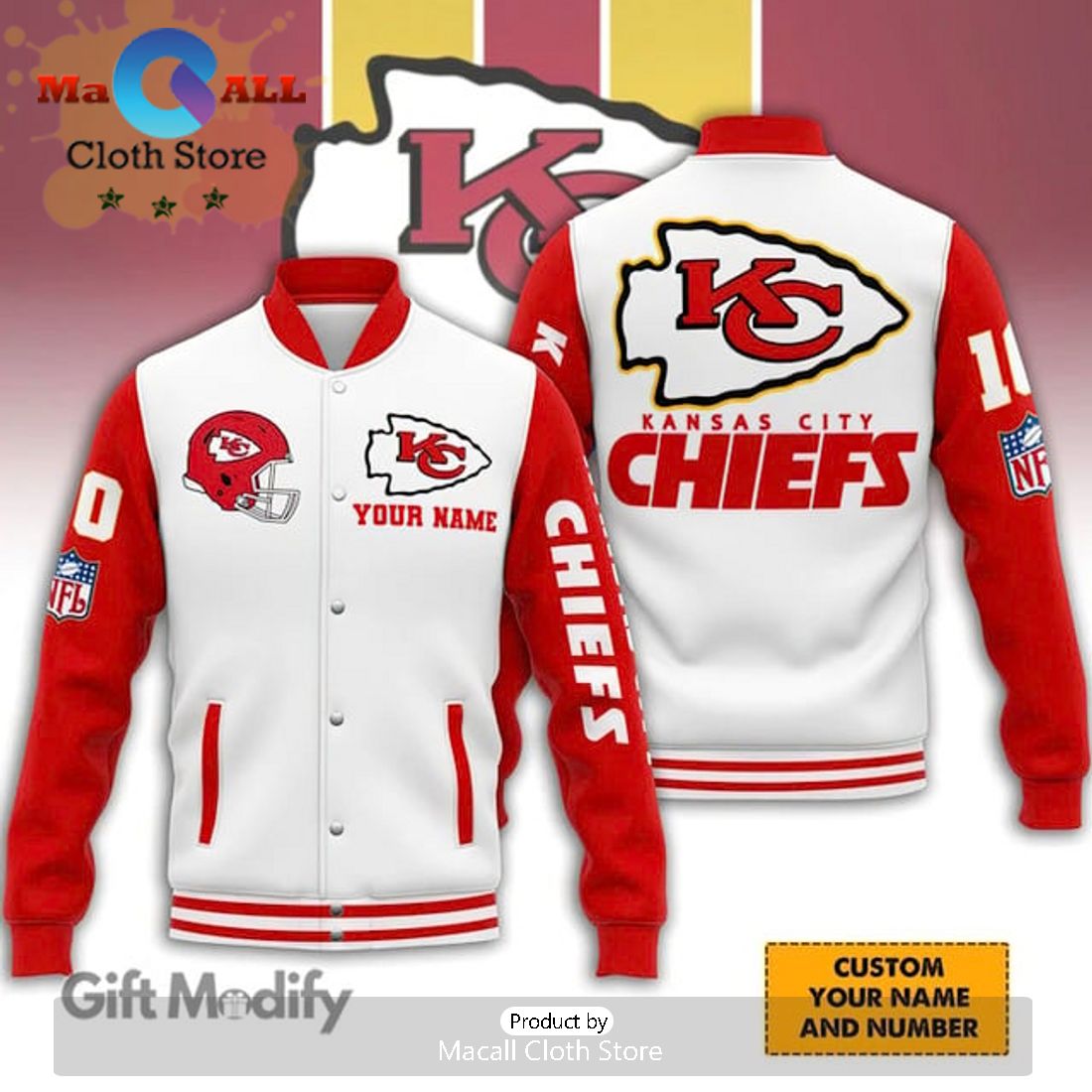 Kansas City Chiefs Football Custom Super Bowl Champion White Baseball Jacket