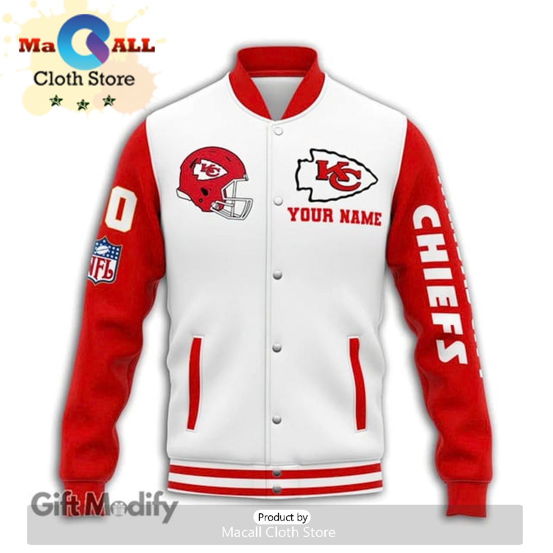 Kansas City Chiefs Football Custom Super Bowl Champion White Baseball Jacket