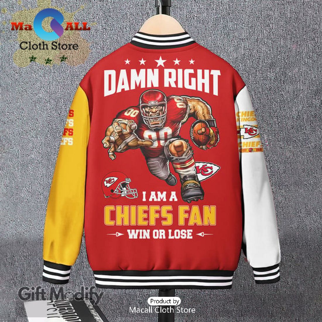 Limited Kansas City Chiefs Damn Right I Am A Chiefs Fan Win Or Lose Baseball Jacket