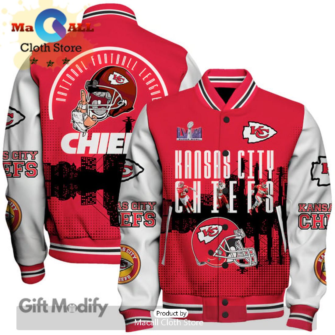 NFL Kansas City Chiefs Super Bowl LVIII Champions Baseball Jacket All Over Printed