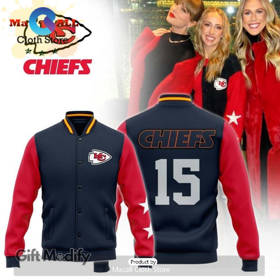 Super Bowl Champion Kansas City Chiefs Navy Design Baseball Jacket Limited